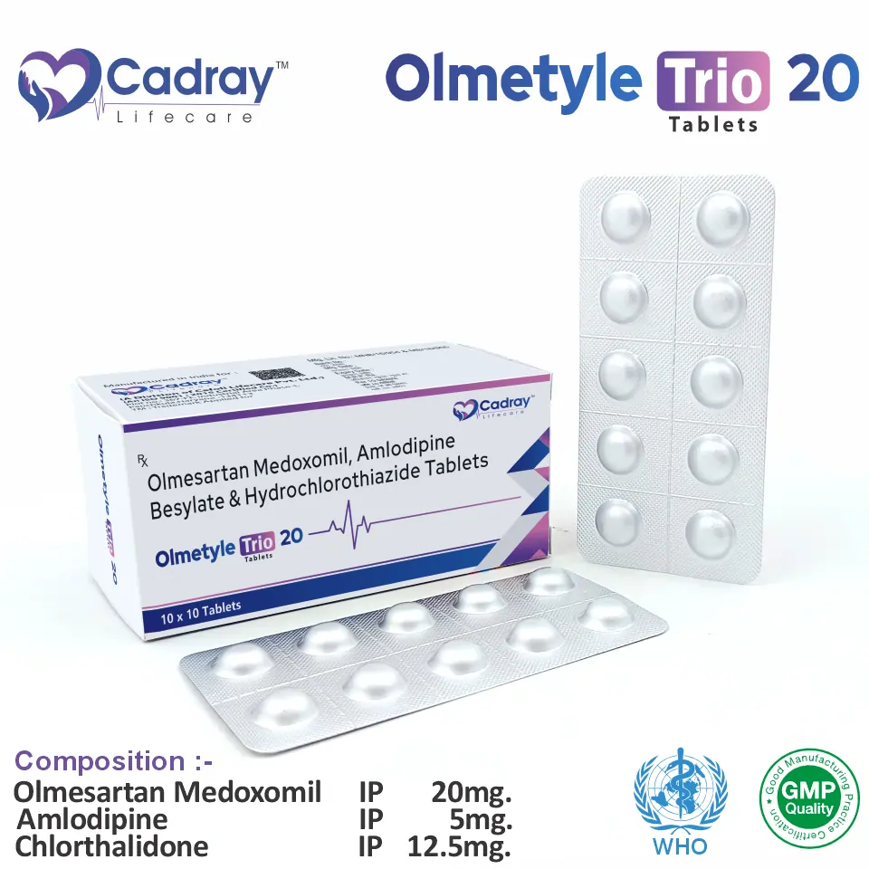 Olmesartan 20mg + Amlodipine + HCTZ Tablet | Antihypertensive Segment | Best Price for PCD Pharma Franchise